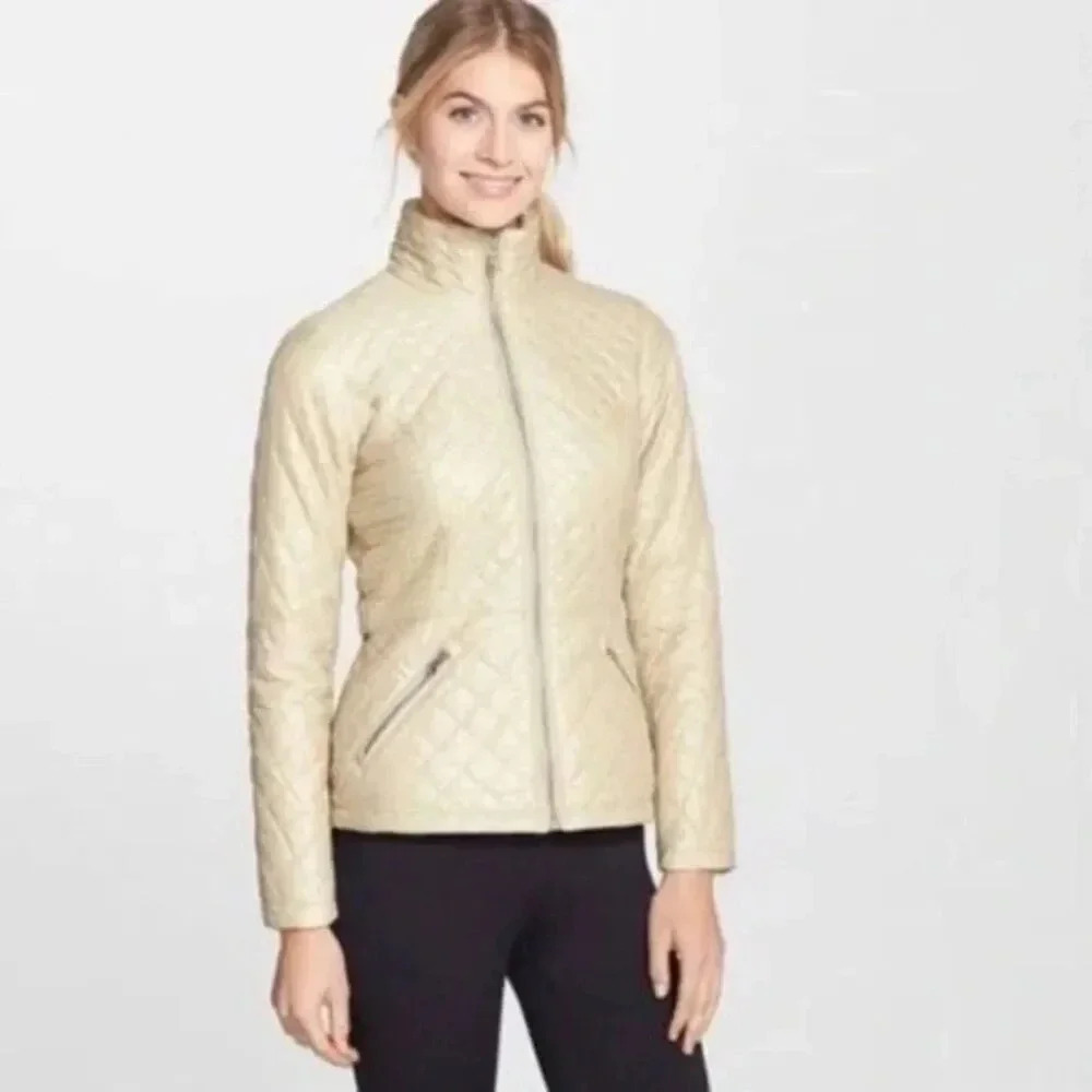 The North Face Cream Quilted Puffer Jacket